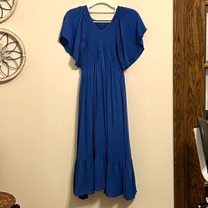 R. Vivimos Women’s Blue Flutter Sleeve Dress, Size Small 4/6